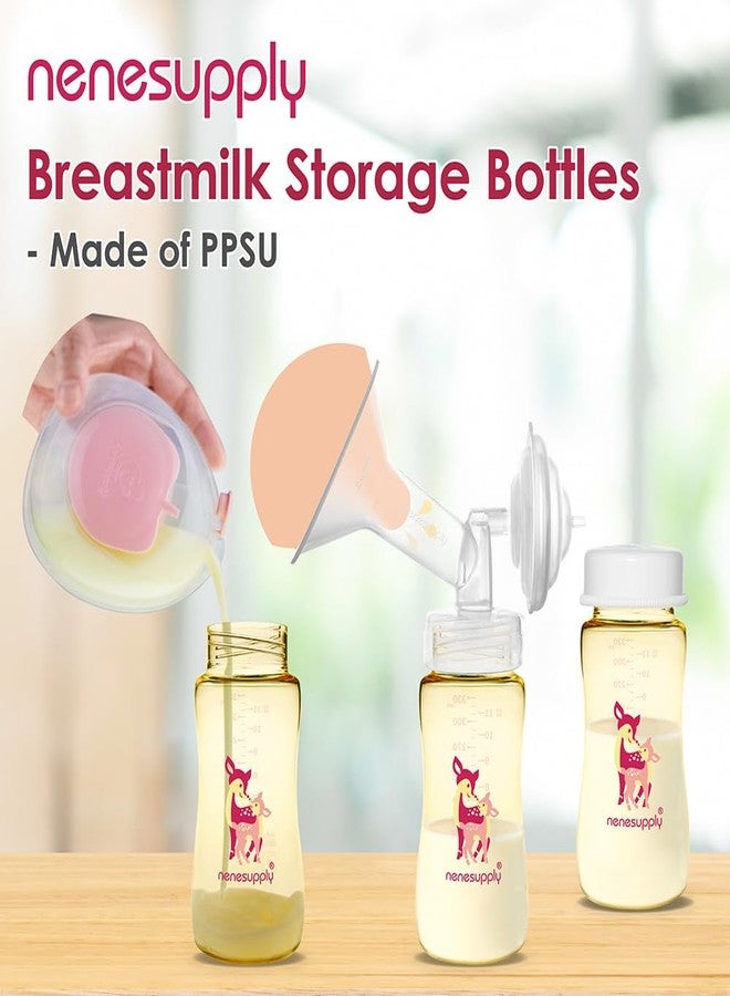 نينس سابلاي زجاجات تخزين حليب الثدي من نينيسبلاي، سعة 330 مل (11 أونصة)، 3 قطع، ذات فوهة واسعة مصنوعة من مادة البولي بروبيلين سوربات (PPSU). تُستخدم مع مضخات الثدي سبيكترا S1 وS2. بديل لزجاجات سبيكترا. غطاء قطعة واحدة لتجميع حليب الثدي. - Image 2